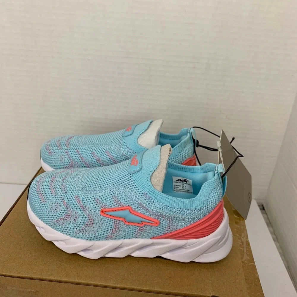 New Girl's Big Kids Avia Easy On Off Memory Foam Athletic Shoes Teal Pink Size 6